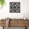 Hand-Carved Square Arabesque Wall Medallion – Black (24”)